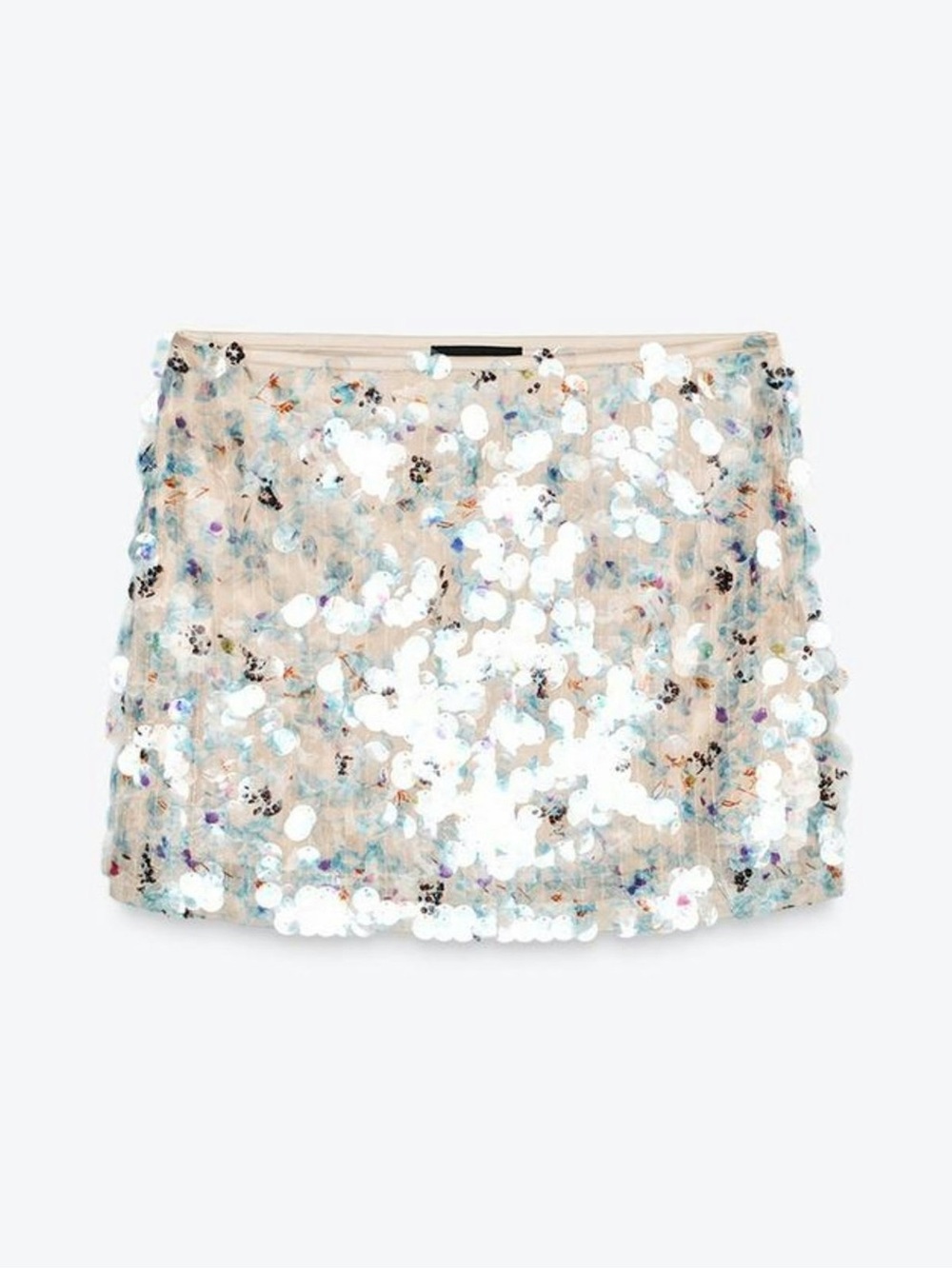 Zara Sequin Embellished Mini Skirt in Ivory
